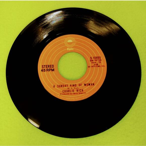 Charlie Rich - Behind Closed Doors / Sunday Kind of Woman 45rpm Vinyl Record 7" - Picture 5 of 8